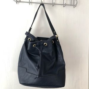 Large Navy Bucket Bag w/Crossbody Attachment
